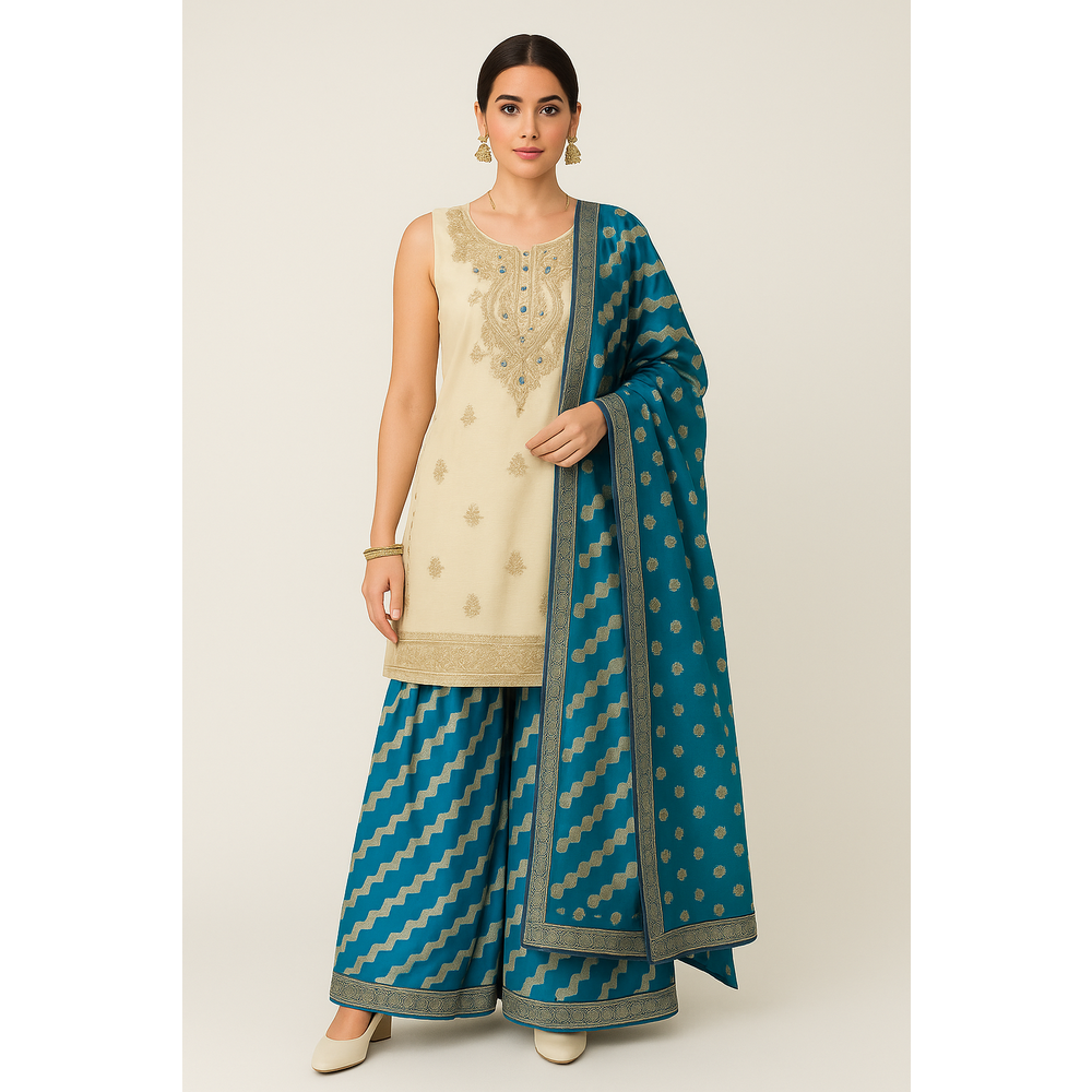 SHANISH TISSUE PLAZO SUIT UEK