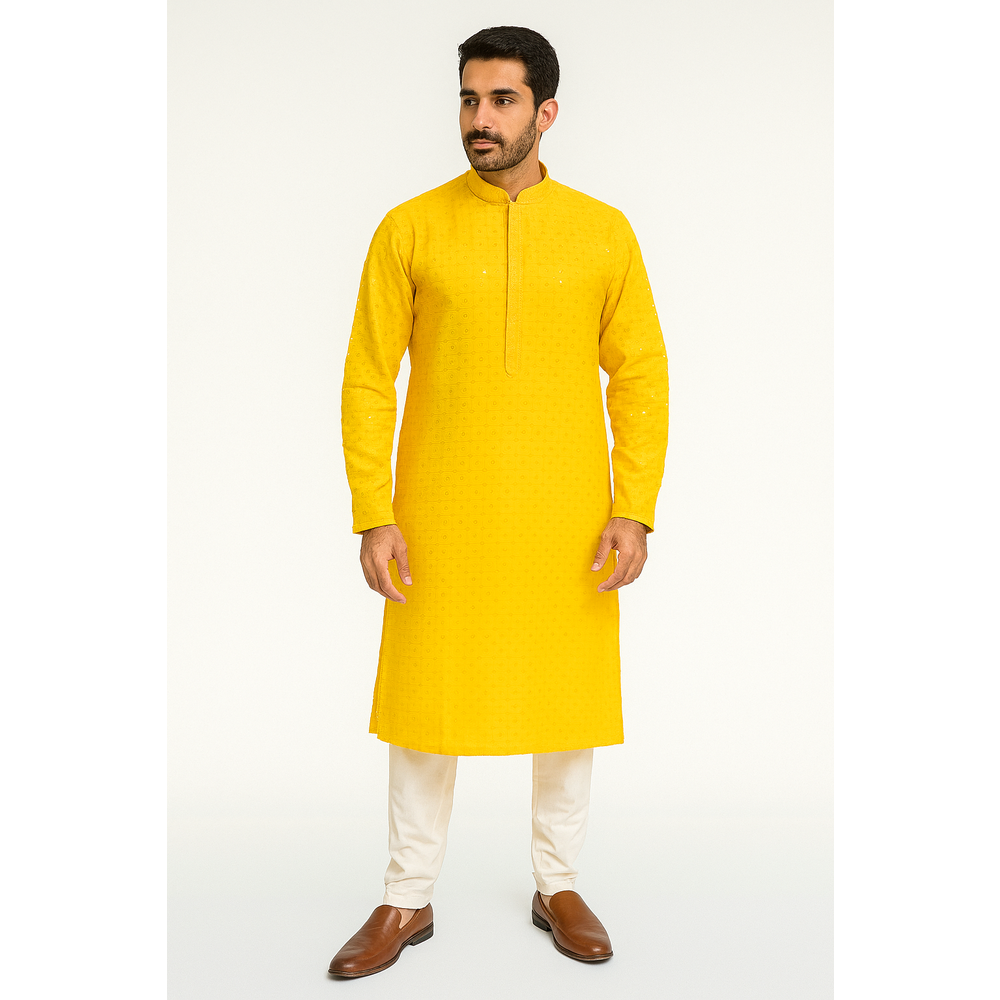 AKSHAY MENS SEQUENCE KURTA SUIT