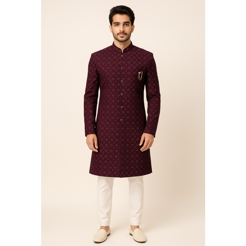 VIVAAN MENS SEMI INDO WESTERN SUIT 