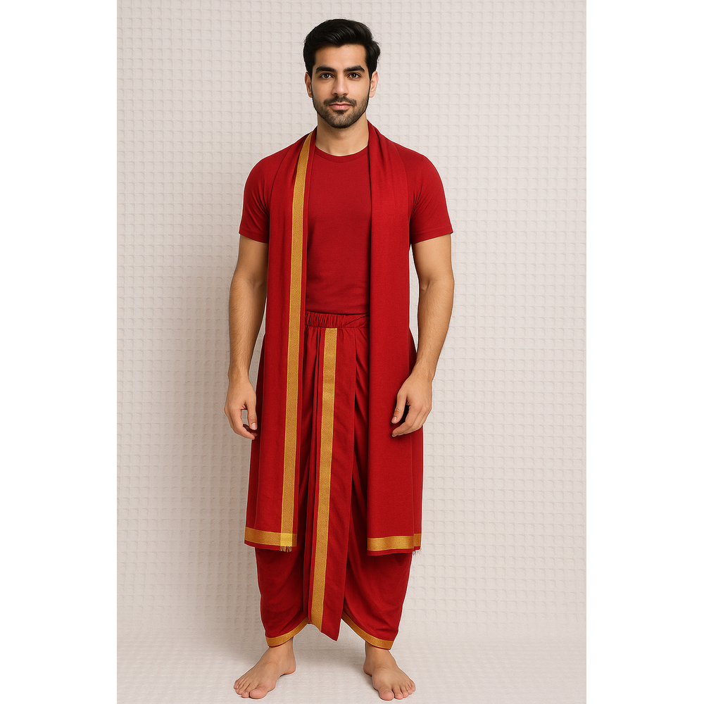 KIAAN MENS READYMADE DHOTI DUPATTA SET