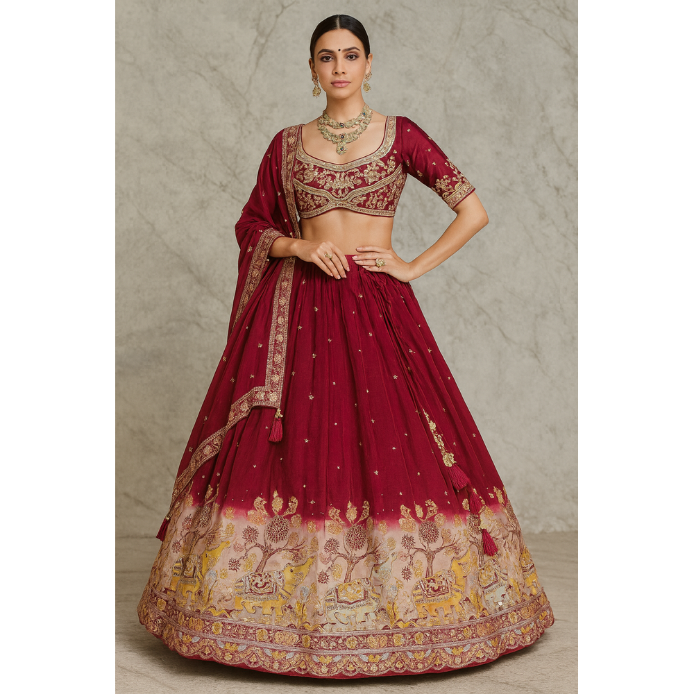 PINKY STITCHED LEHENGA SUIT