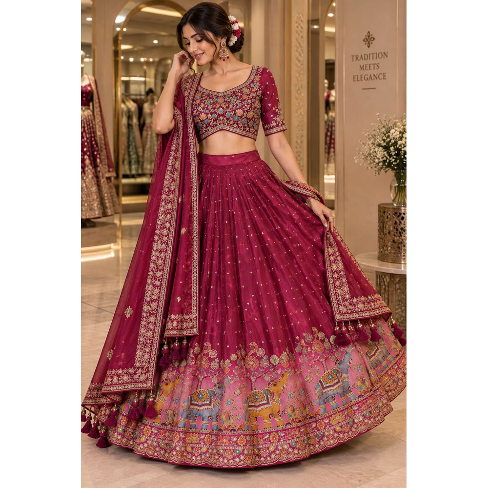 PINKY STITCHED LEHENGA SUIT