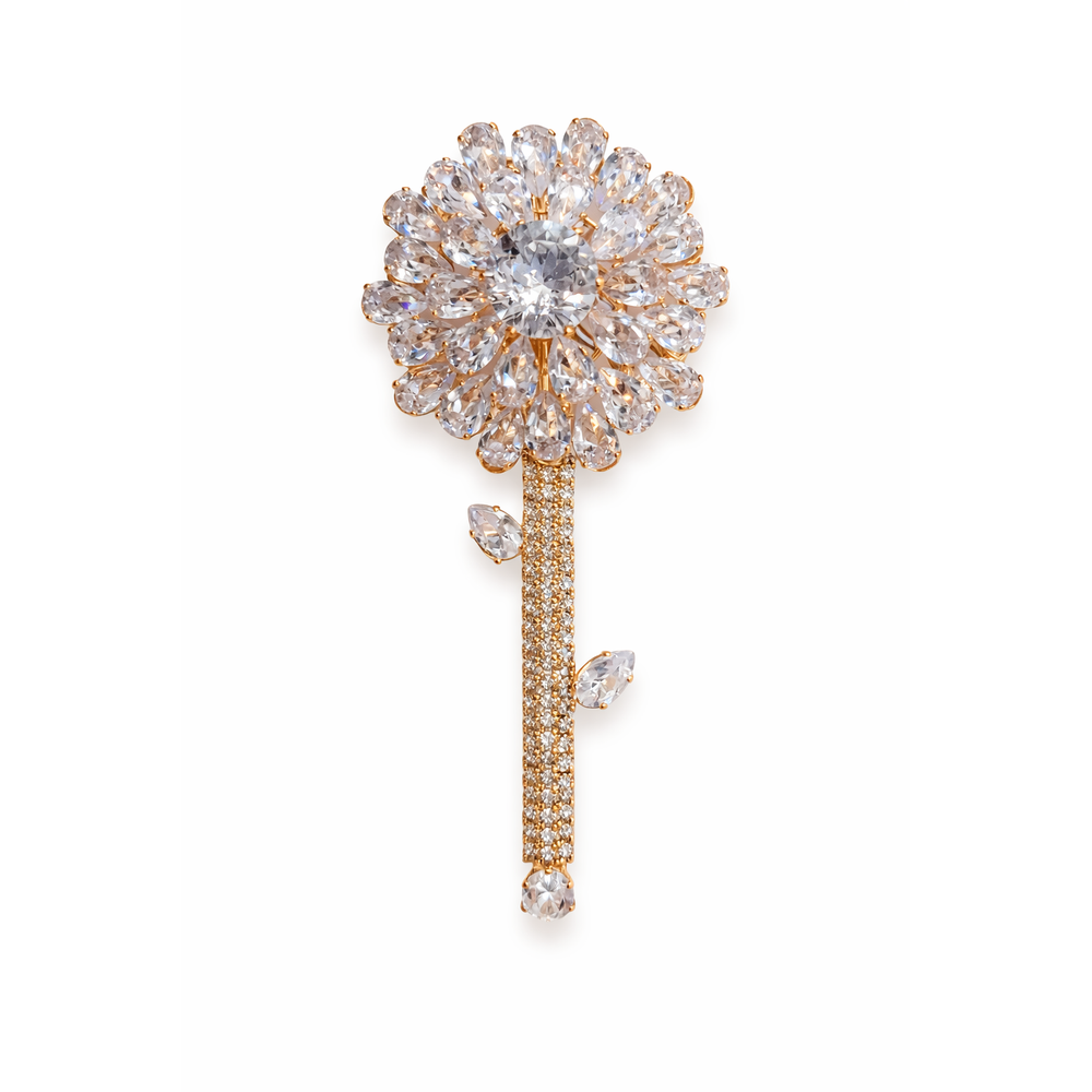 ELEGANT FLORAL CRYSTAL BROOCH