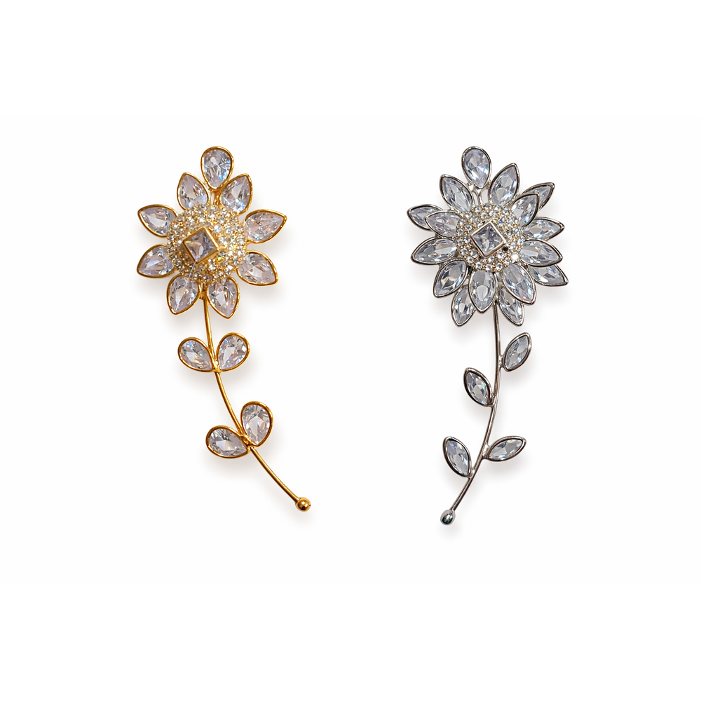 FLORAL CRYSTAL BROOCH