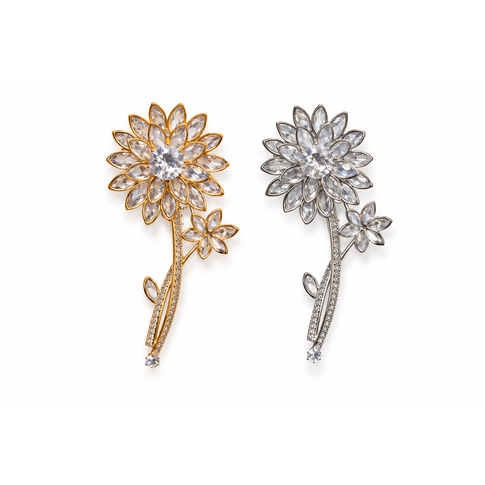 FLORAL CRYSTAL BROOCH