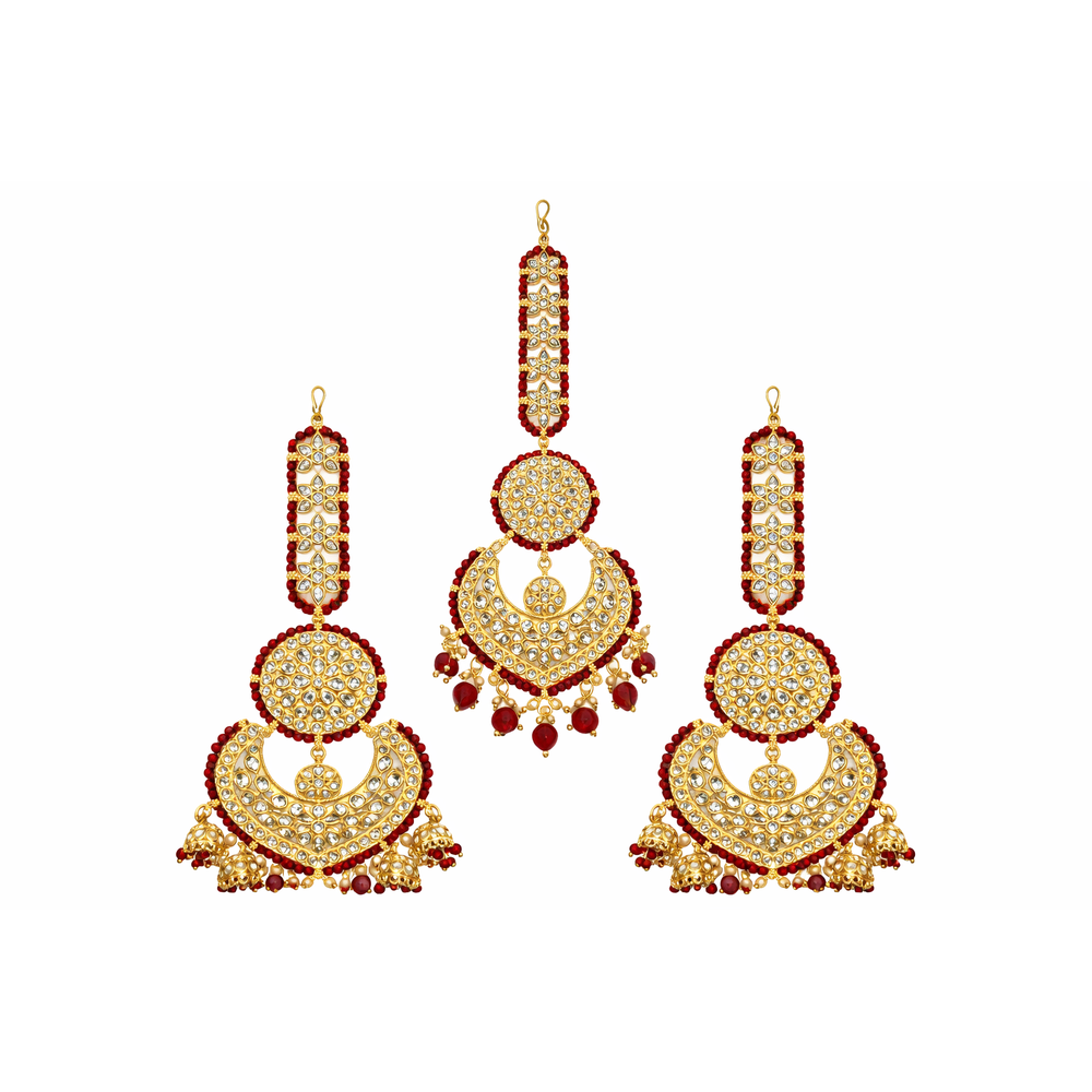 KUNDAN EARRING WITH MAANG TIKKA SET