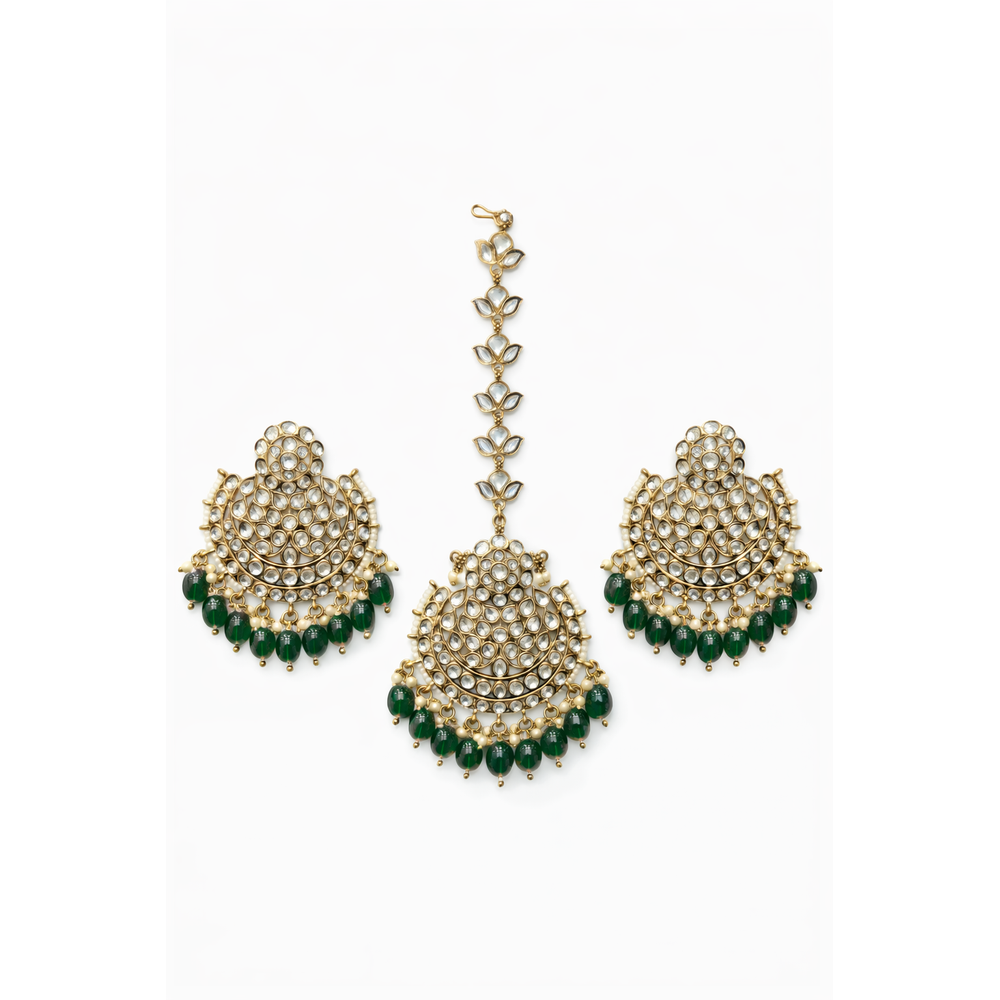 KUNDAN JHUMKA EARRING WITH MAANG TIKKA