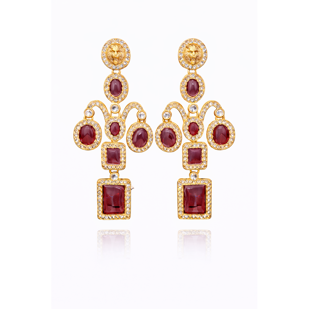 LION MOTIF DROP EARRINGS