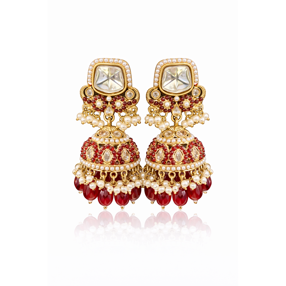 KUNDAN PEARL JHUMKA EARRING