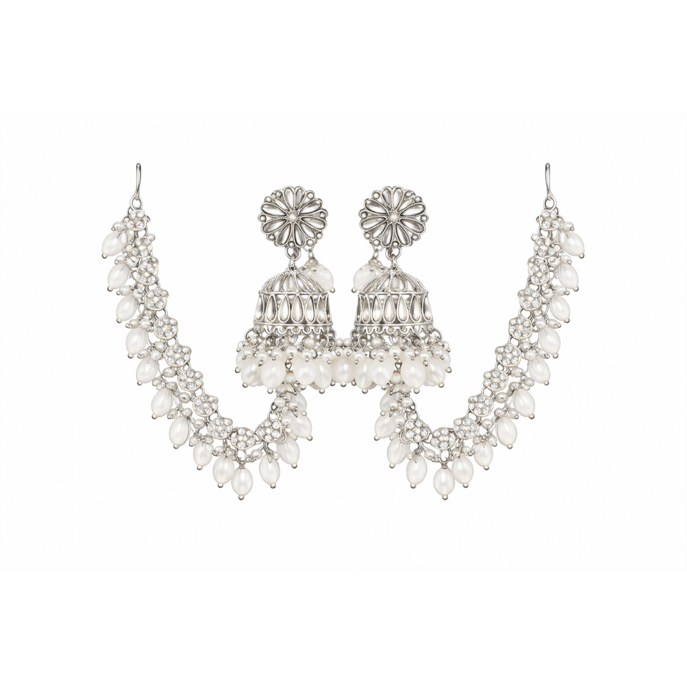 SLIVER JHUMKA EARRINGS