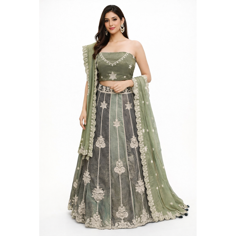  EMBROIDERED UNSTITCHED LEHENGA SUIT