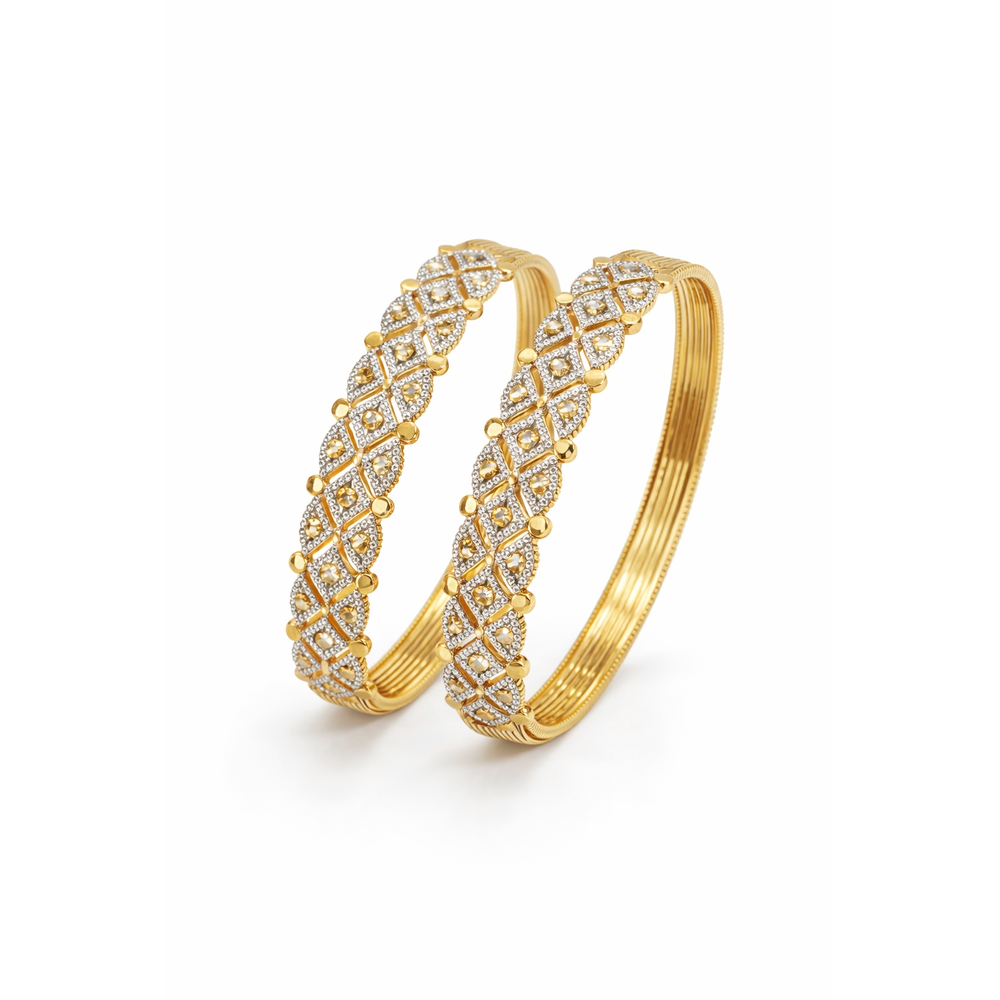 GOLD BANGLE SET WITH CRYSTAL ACCENTS