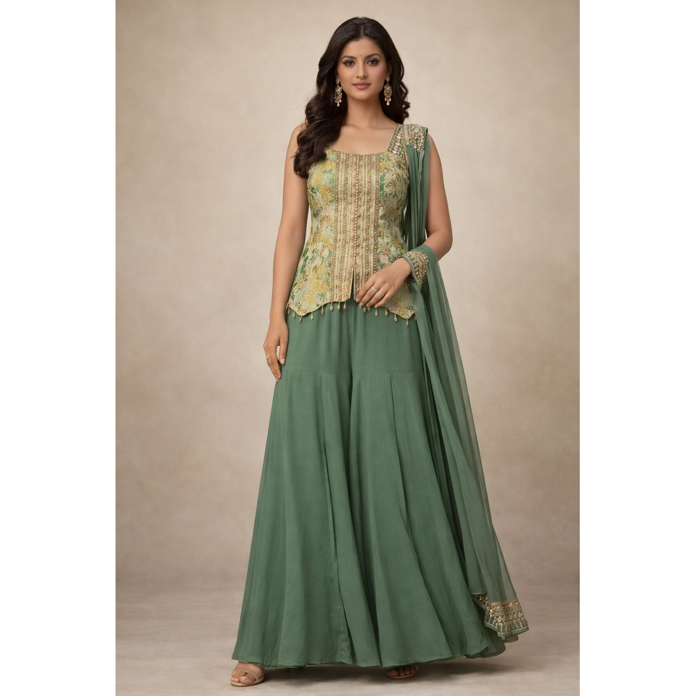 LAAIQAH SHORT TOP PLAZO SUIT