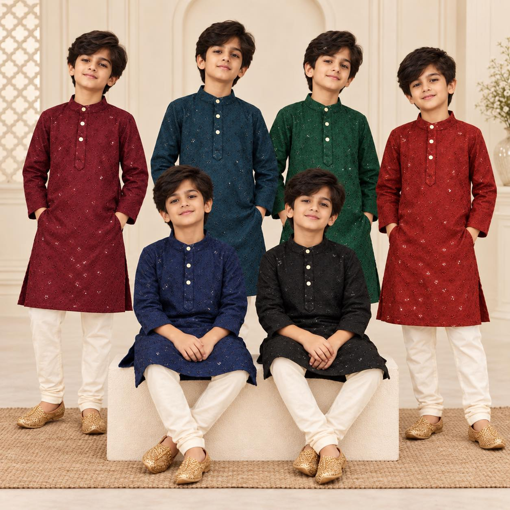 RUDRA BOYS SEQUENCE KURTA PANTS