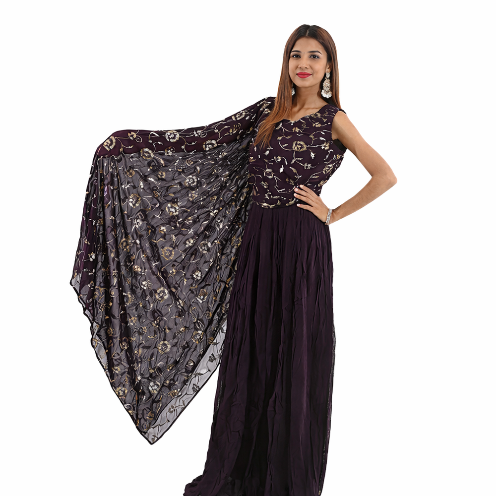 MILI  ATTACTED DUPATTA GOWN 