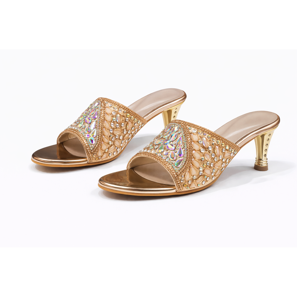 ELEGANT GOLD HEEL SANDALS