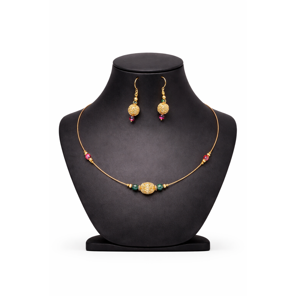 GOLD BEADED NECKLACE SET