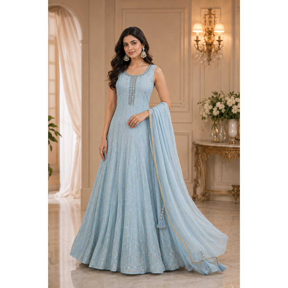 BANU EMBROIDERED FLARE GOWN 