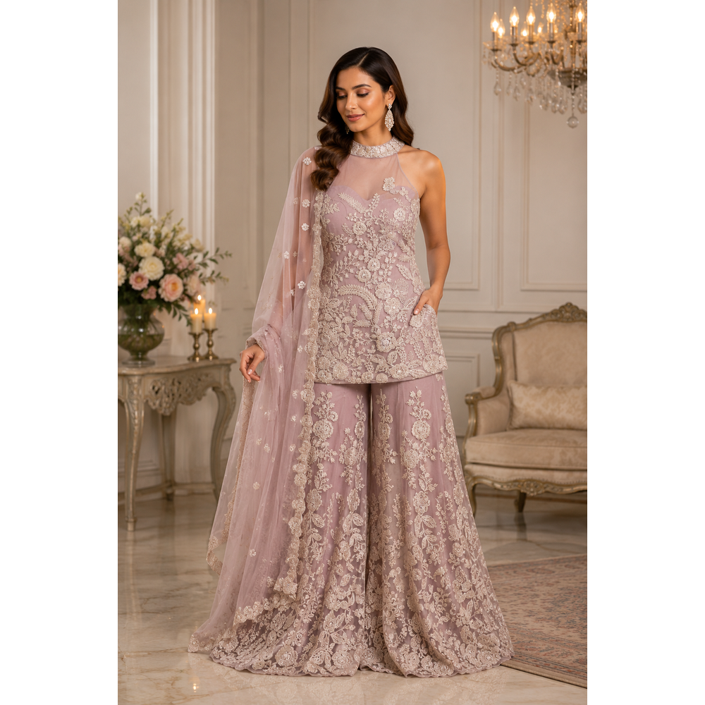 MIRZA EMBROIDERED PLAZO SUIT 