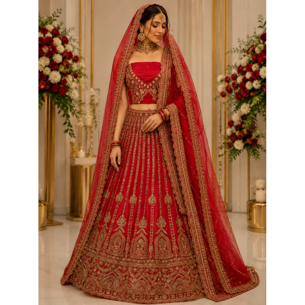AMIA UNSTICHED DOUBLE DUPATTA BRIDAL SUIT