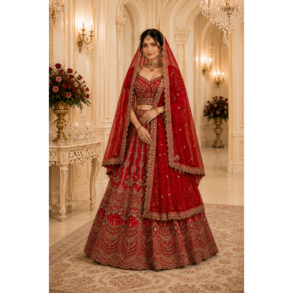 RUHI UNSTITCHED DOUBLE DUPATTA BRIDAL LENGHA SUIT