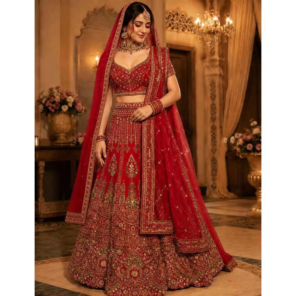 JIYA UNSTICHED DOUBLE DUPATTA BRIDAL SUIT