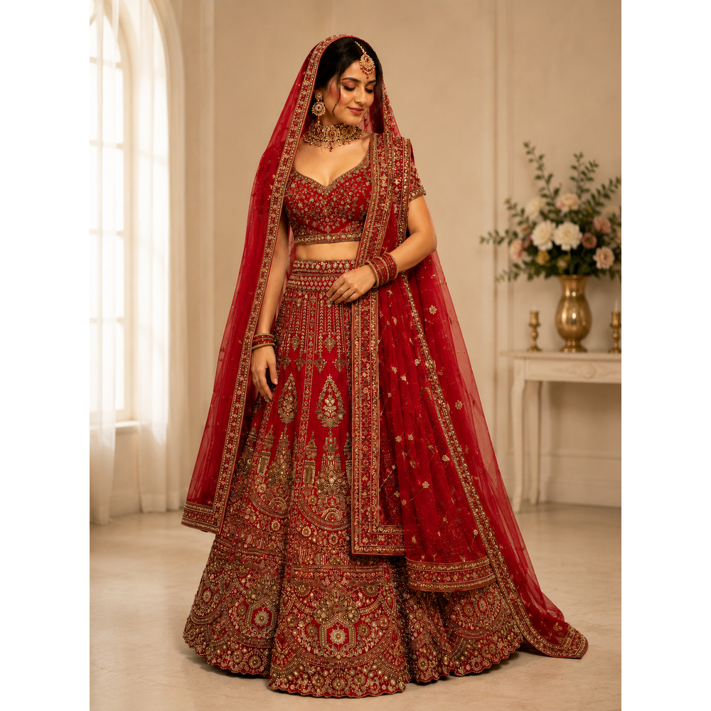 JIYA UNSTICHED DOUBLE DUPATTA BRIDAL SUIT