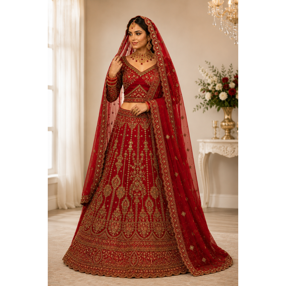 MIRAAN UNSTICHED DOUBLE DUPATTA BRIDAL SUIT