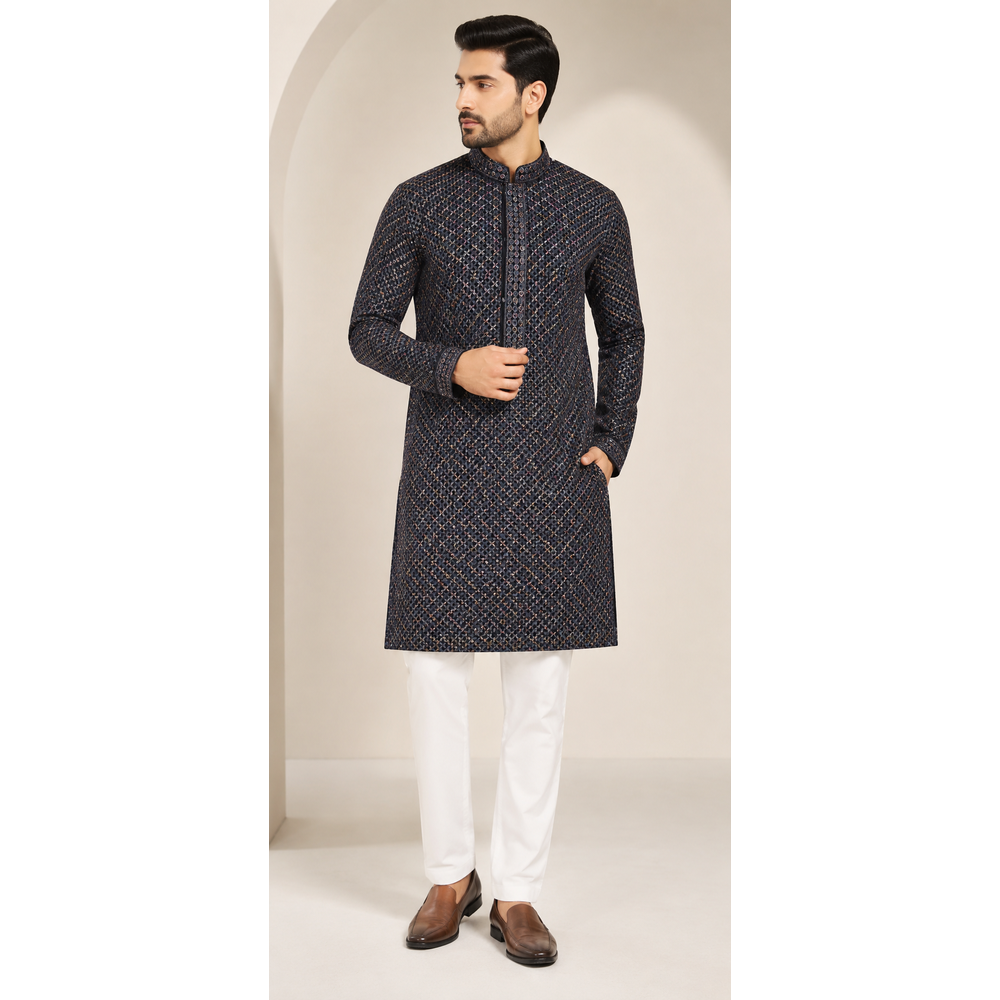 SATYA MENS SEQUINS KURTA SET