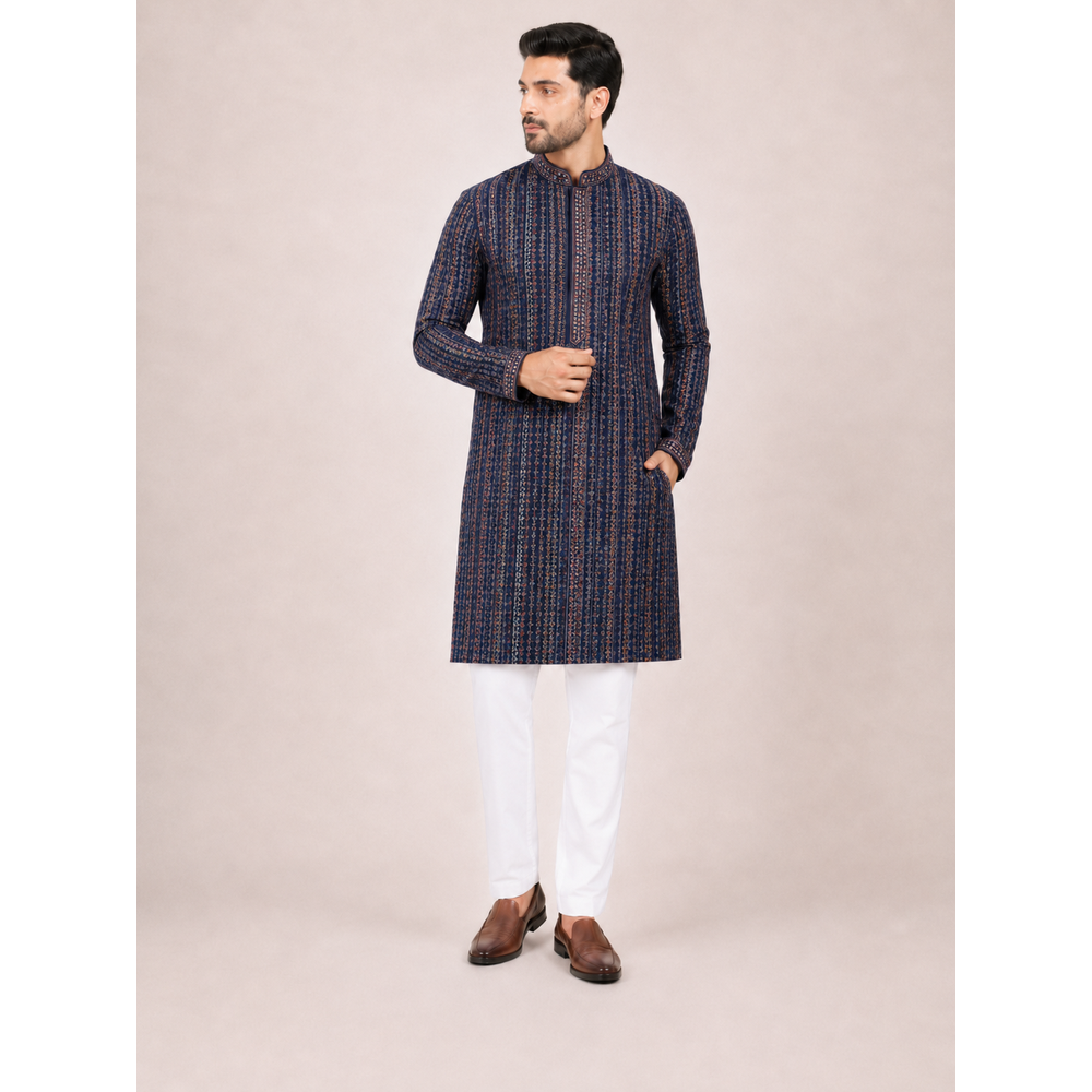 VEER MENS SEQUINS KURTA SET
