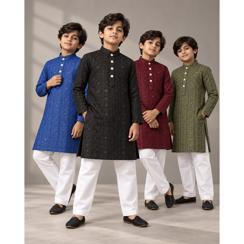 ADVIK BOYS SEQUENCE KURTA PANTS