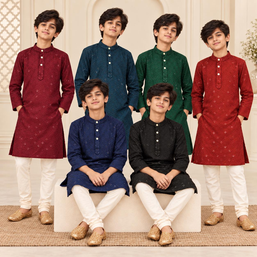 ZAIN  BOYS SEQUENCE KURTA PANTS
